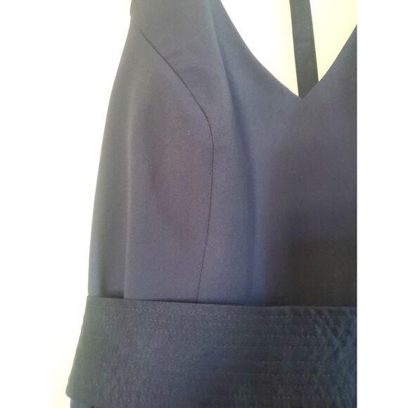 White by Vera Wang Navy Blue Fit and Flare Back Bow Mini Cocktail Dress, Size 14 - Picture 5 of 13